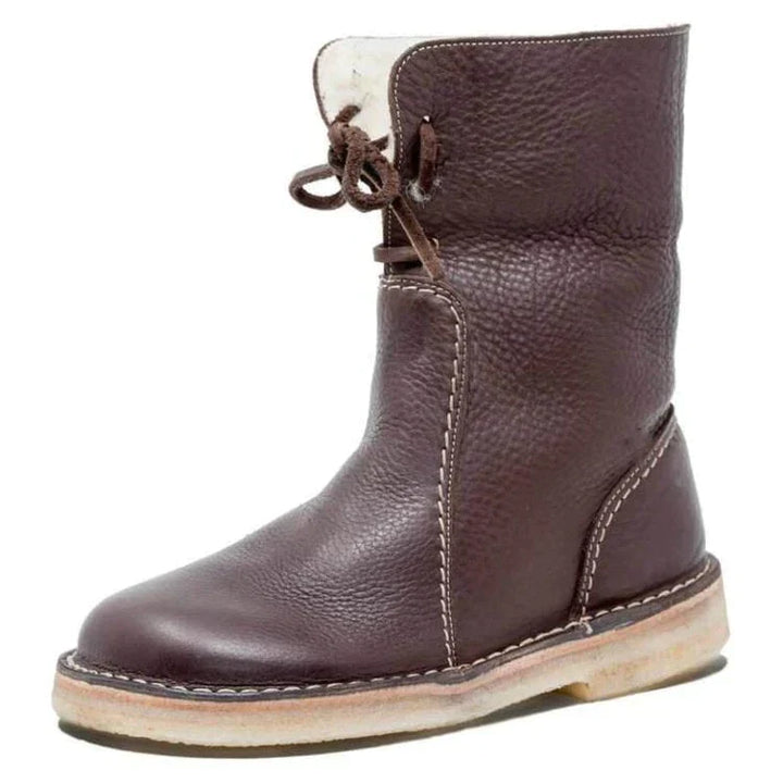 Luksusowe półwysokie ocieplane botki damskie - Sophia Hike Boot-Ciemny brązowy-36-Trend Polska