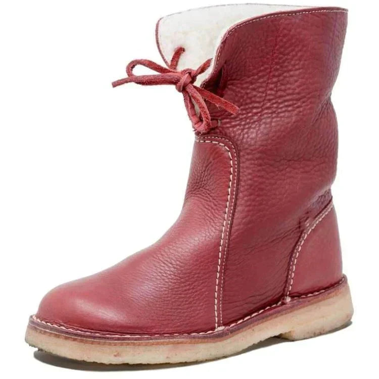 Luksusowe półwysokie ocieplane botki damskie - Sophia Hike Boot-Czerwony-36-Trend Polska