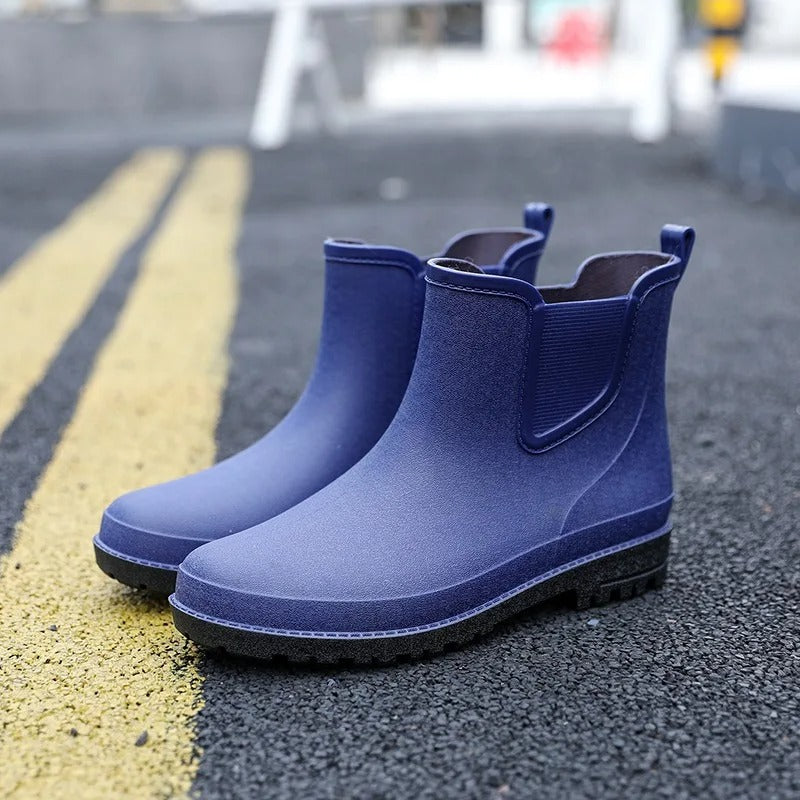 Luksusowe, półwysokie, wodoodporne męskie kalosze – Lucas Rain Walk-Niebieski-40-Trend Polska