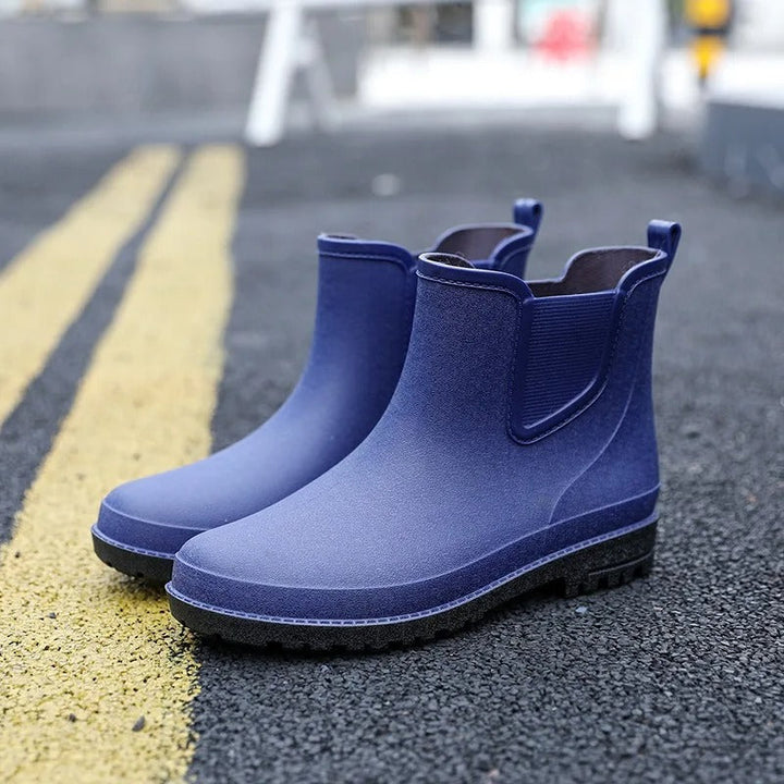 Luksusowe, półwysokie, wodoodporne męskie kalosze – Lucas Rain Walk-Niebieski-40-Trend Polska