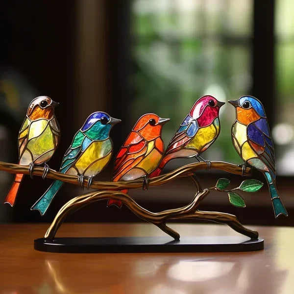 Luksusowe ptasie figurki ze kolorowego szkła - EleganBird-5 Ptaków-Trend Polska