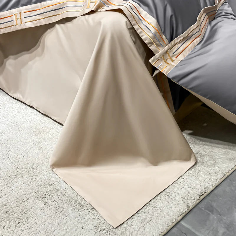 Luksusowe satynowe pościele 4-elementowe - OpulenceSleep-Szary-1,5m 200x230cm-Trend Polska