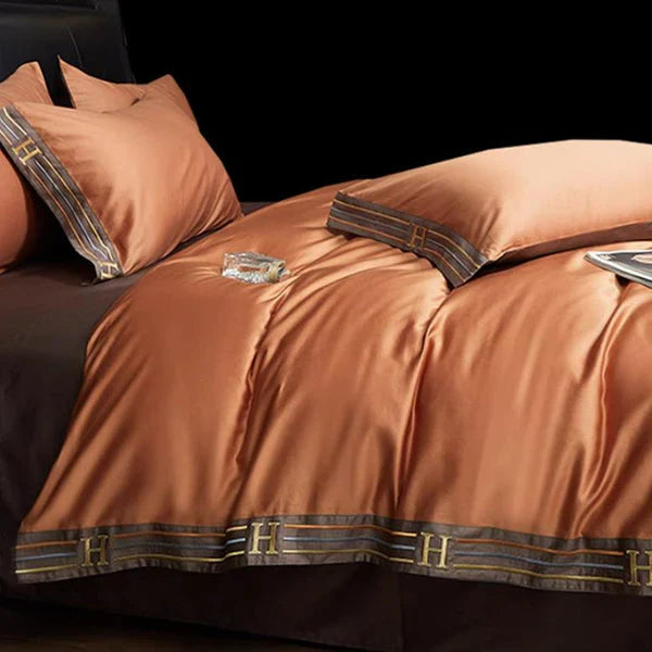 Luksusowe satynowe pościele 4-elementowe - OpulenceSleep-Szary-1,5m 200x230cm-Trend Polska