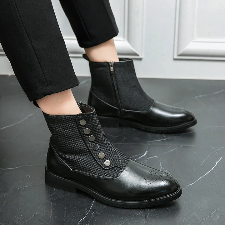 Luksusowe Skórzane Buty Męskie - Levi-Czarny-38-Trend Polska