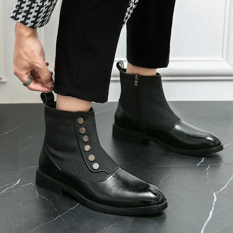 Luksusowe Skórzane Buty Męskie - Levi-Czarny-38-Trend Polska