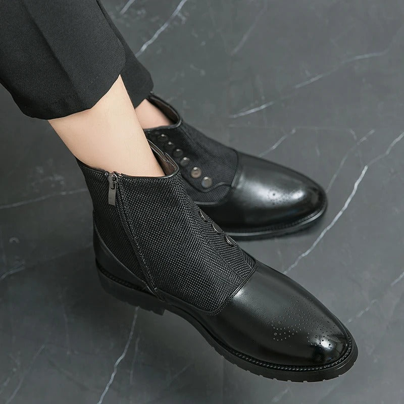 Luksusowe Skórzane Buty Męskie - Levi-Czarny-38-Trend Polska