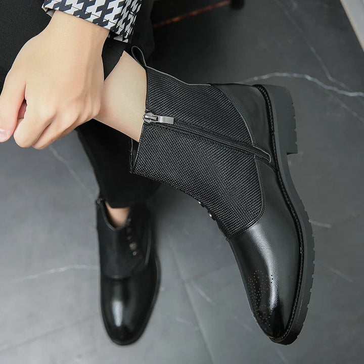 Luksusowe Skórzane Buty Męskie - Levi-Czarny-38-Trend Polska