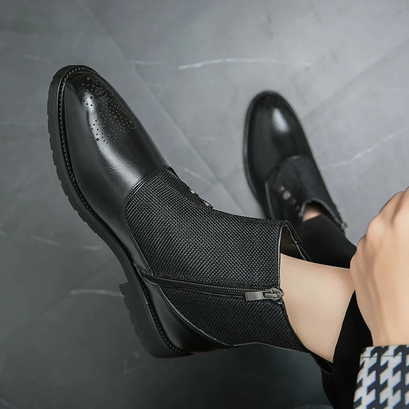 Luksusowe Skórzane Buty Męskie - Levi-Czarny-38-Trend Polska