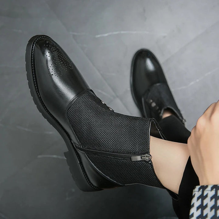 Luksusowe Skórzane Buty Męskie - Levi-Czarny-38-Trend Polska