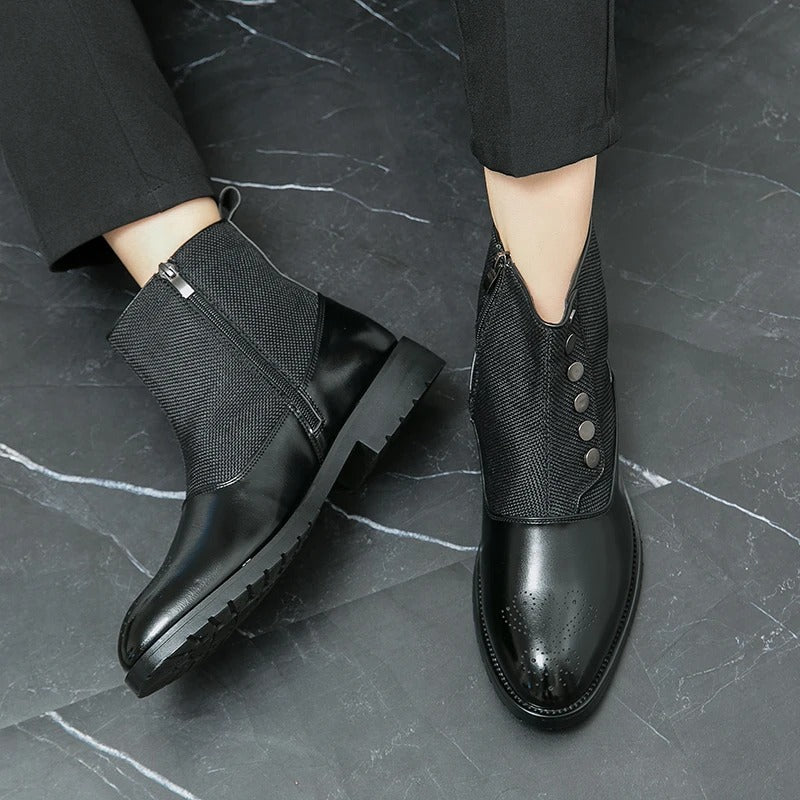 Luksusowe Skórzane Buty Męskie - Levi-Czarny-38-Trend Polska