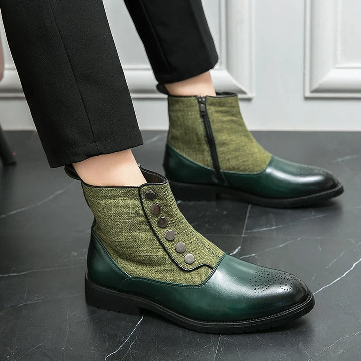 Luksusowe Skórzane Buty Męskie - Levi-Zielony-38-Trend Polska