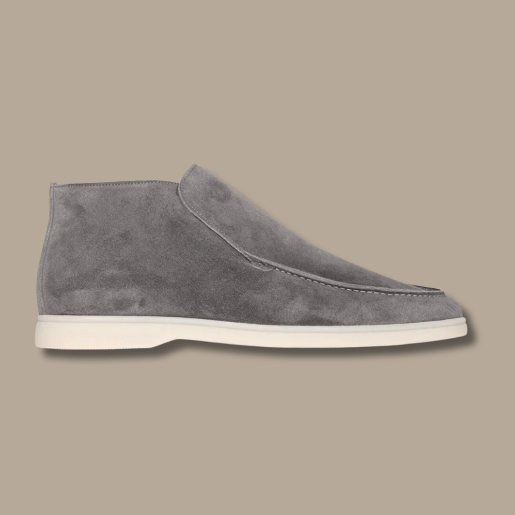 Luksusowe zamszowe mokasyny - Alden-Suede - Szary-38-Trend Polska