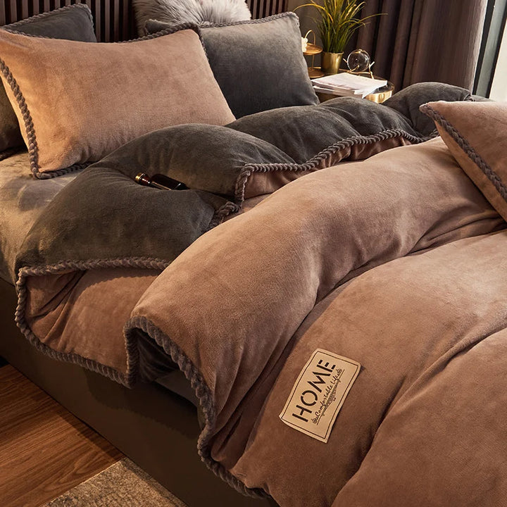 Luksusowy Fleece Pościel Zestaw - PlushHaven-Beżowy-1,5m Łóżko-Trend Polska