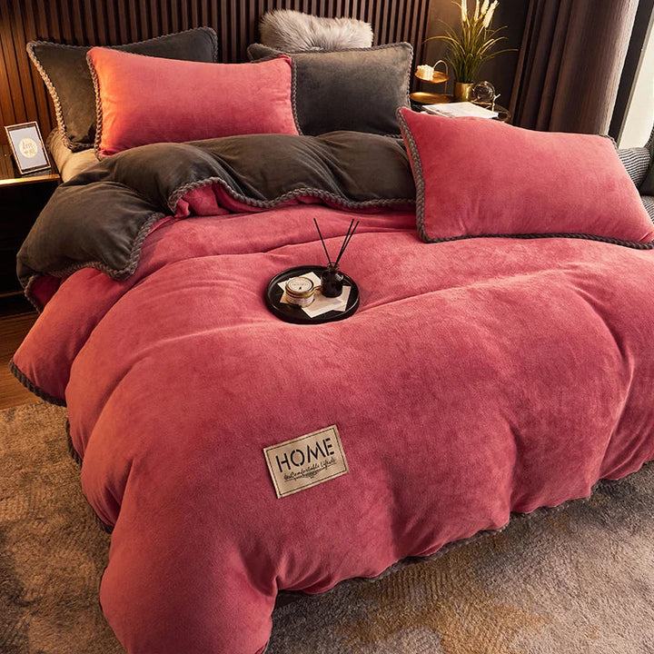 Luksusowy Fleece Pościel Zestaw - PlushHaven-Ciemnoróżowy-1,5m Łóżko-Trend Polska