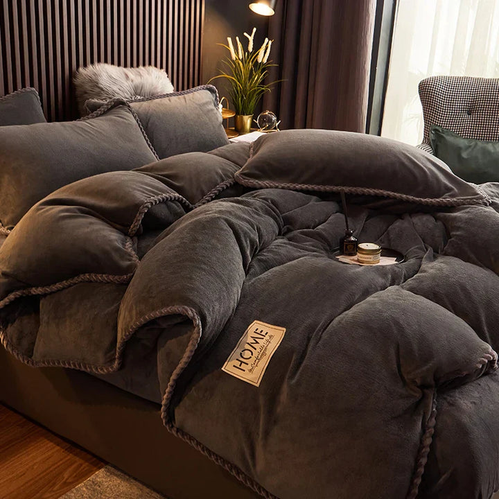 Luksusowy Fleece Pościel Zestaw - PlushHaven-Czarny-1,5m Łóżko-Trend Polska
