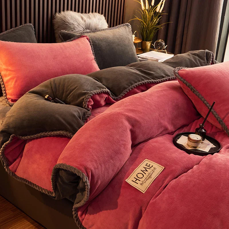 Luksusowy Fleece Pościel Zestaw - PlushHaven-Czerwony-1,5m Łóżko-Trend Polska