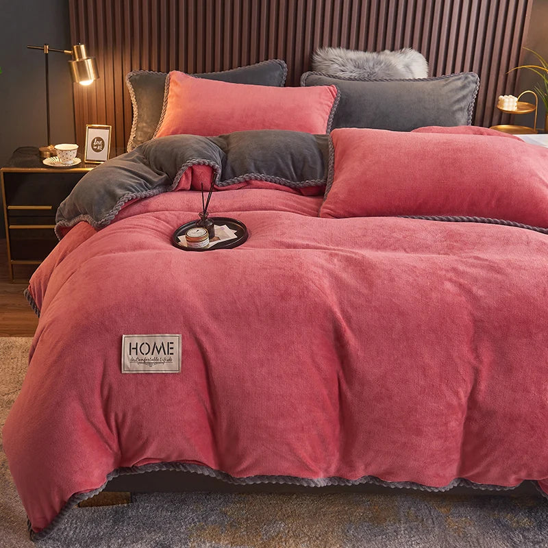 Luksusowy Fleece Pościel Zestaw - PlushHaven-Jasnoróżowy-1,5m Łóżko-Trend Polska
