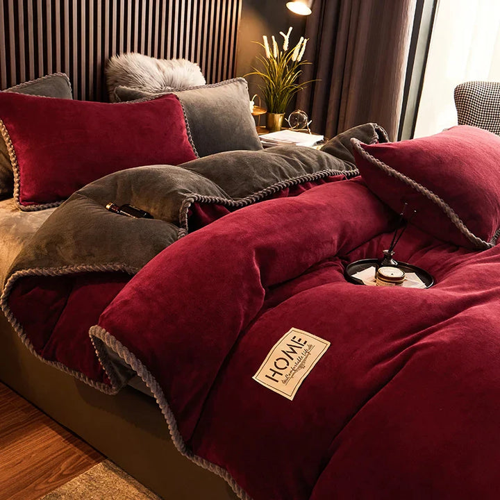 Luksusowy Fleece Pościel Zestaw - PlushHaven-Ciemnoróżowy-1,5m Łóżko-Trend Polska