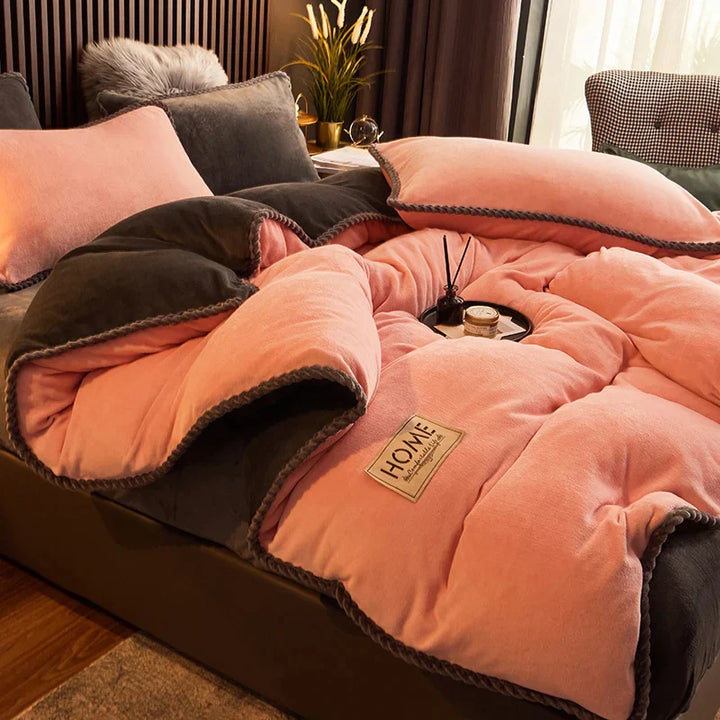 Luksusowy Fleece Pościel Zestaw - PlushHaven-Ciemnoróżowy-1,5m Łóżko-Trend Polska
