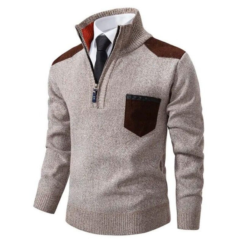 Luksusowy kaszmirowy sweter męski - Archer-Beżowy-M-Trend Polska