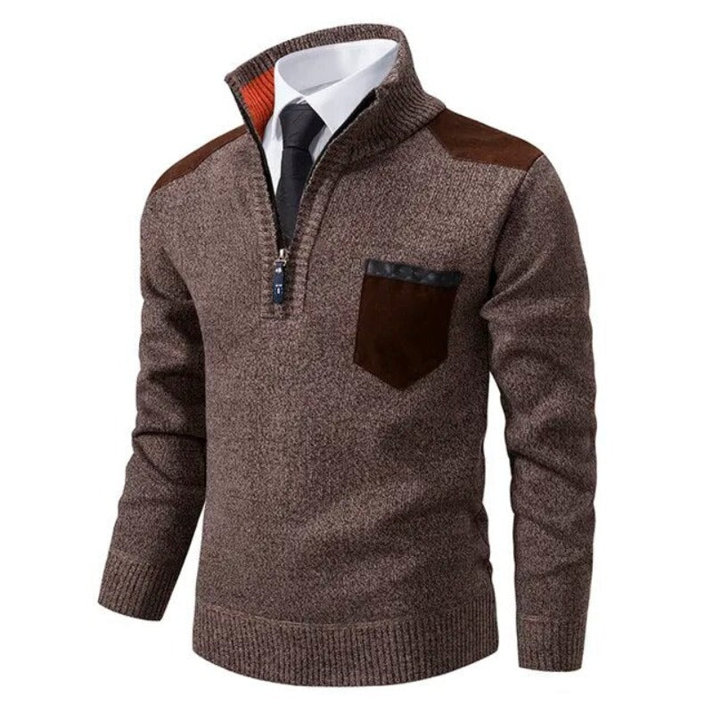 Luksusowy kaszmirowy sweter męski - Archer-Brązowy-M-Trend Polska
