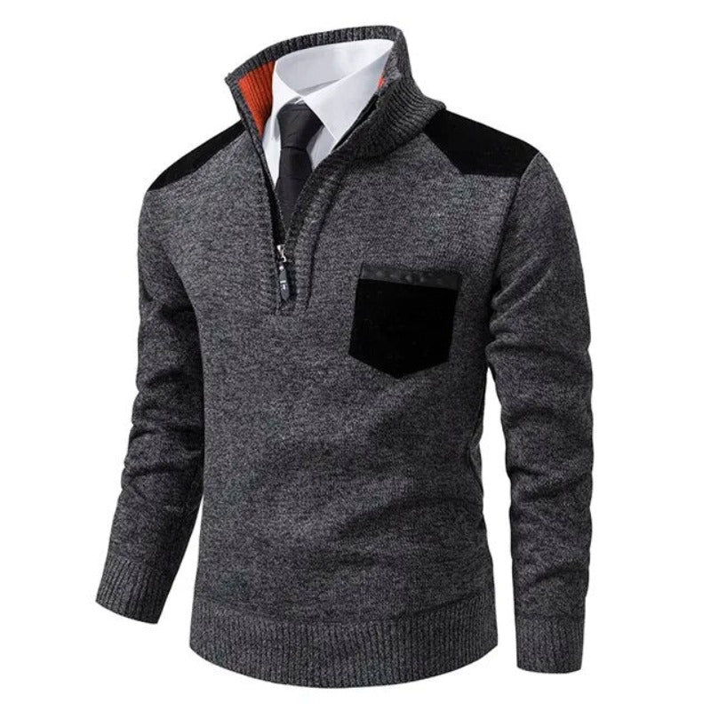 Luksusowy kaszmirowy sweter męski - Archer-Ciemnoszary-M-Trend Polska