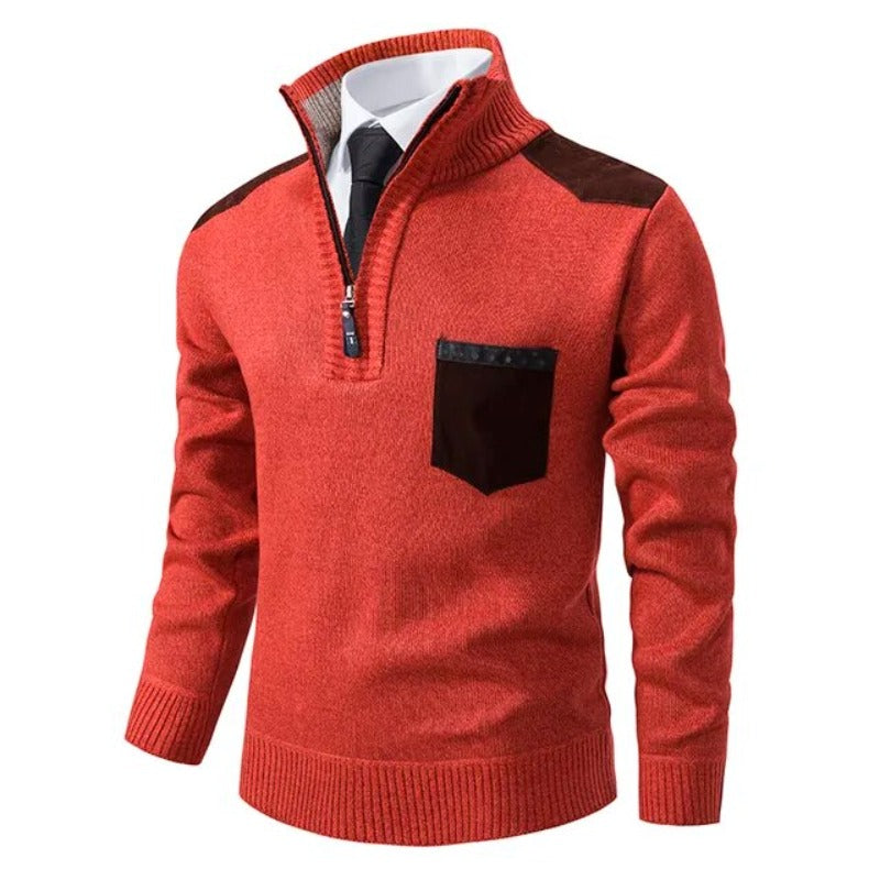 Luksusowy kaszmirowy sweter męski - Archer-Pomarańczowy-M-Trend Polska