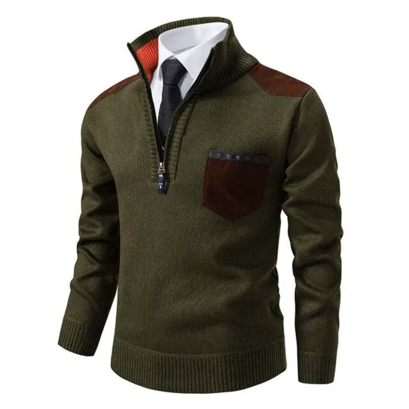 Luksusowy kaszmirowy sweter męski - Archer-Zielony-M-Trend Polska