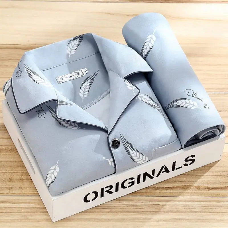 Luksusowy męski zestaw piżam - Oliver-Szare Pióra-L-Trend Polska