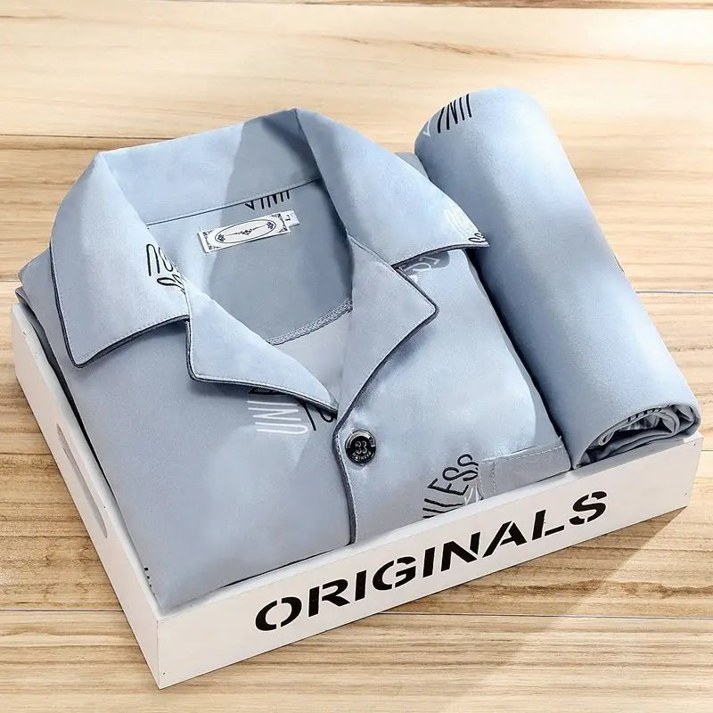 Luksusowy męski zestaw piżam - Oliver-Szary-L-Trend Polska