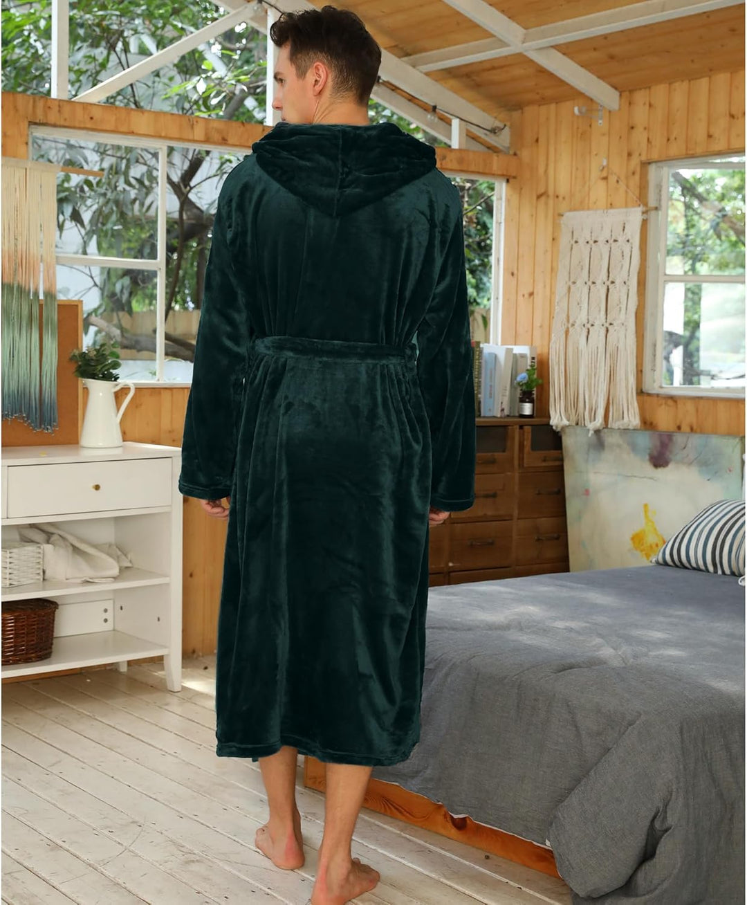 Luksusowy płaszcz kąpielowy dla mężczyzn - Robbie-ciemnoszary-S/M-Trend Polska