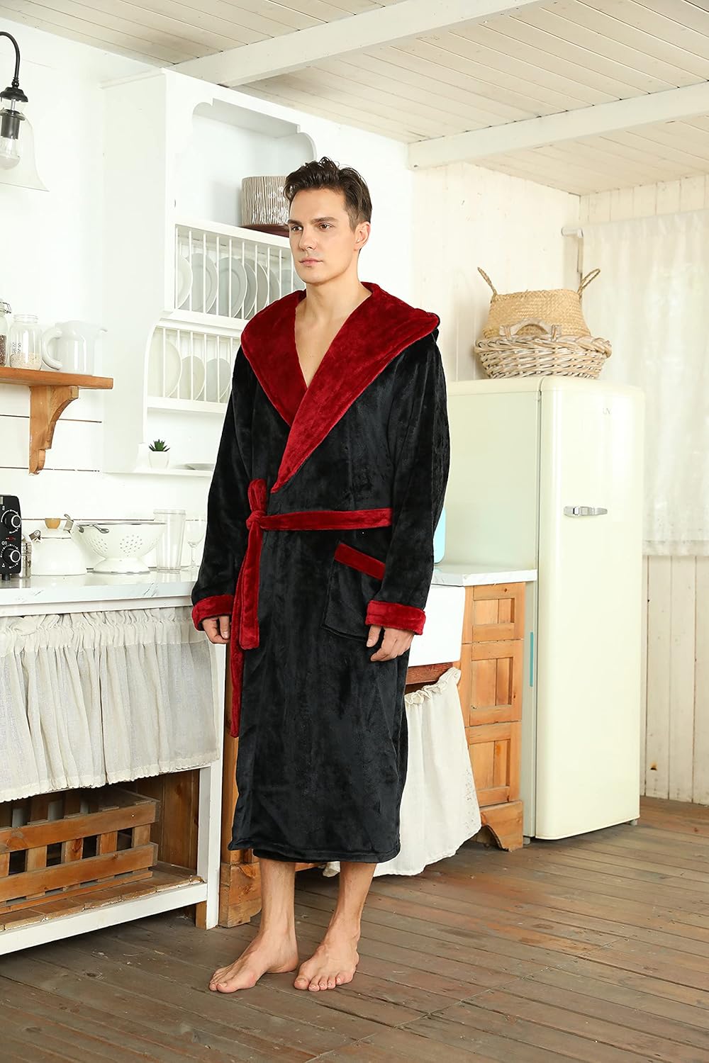 Luksusowy płaszcz kąpielowy dla mężczyzn - Robbie-ciemnoszary-S/M-Trend Polska