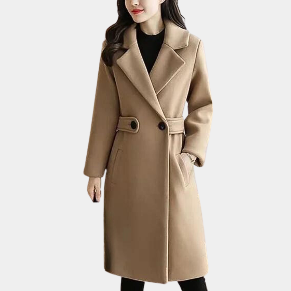 Luksusowy płaszcz zimowy dla kobiet - Elise-Khaki-XS-Trend Polska