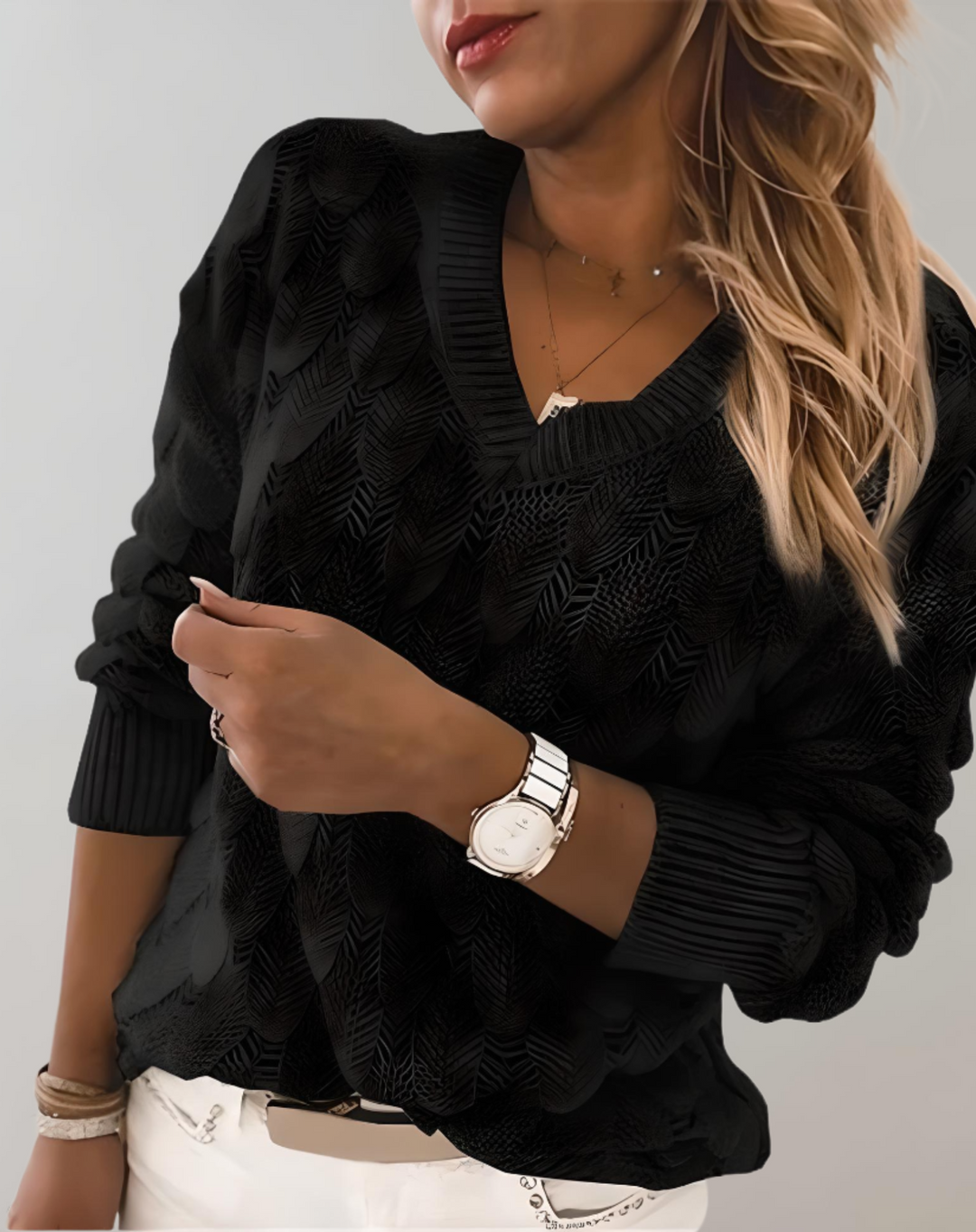 Luksusowy sweter damski - Mila-XS-Czarny-Trend Polska