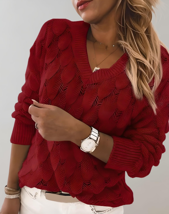 Luksusowy sweter damski - Mila-XS-Czerwony-Trend Polska
