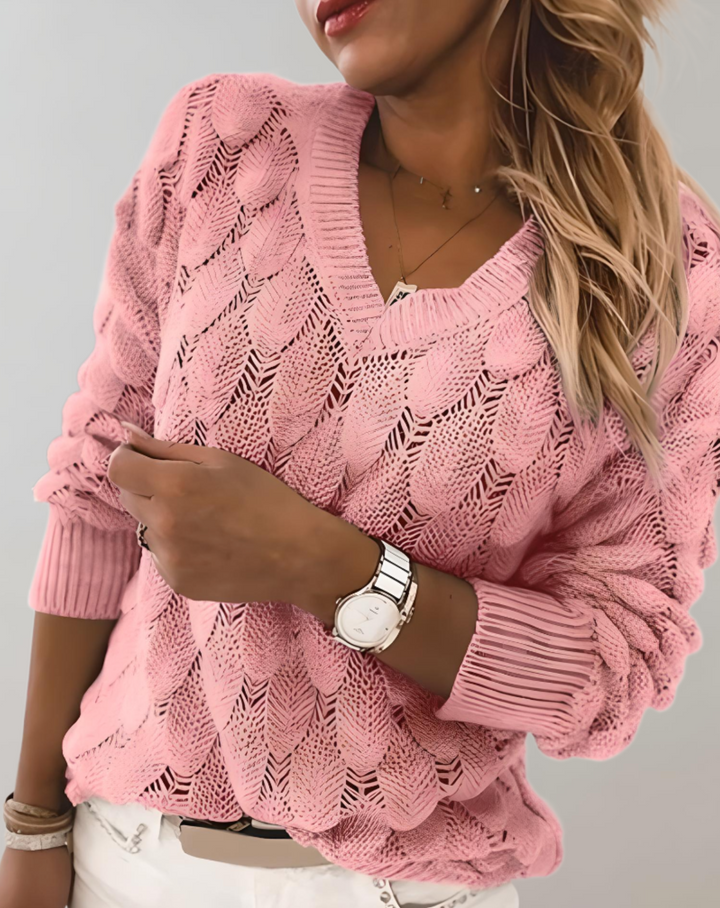 Luksusowy sweter damski - Mila-XS-Różowy-Trend Polska