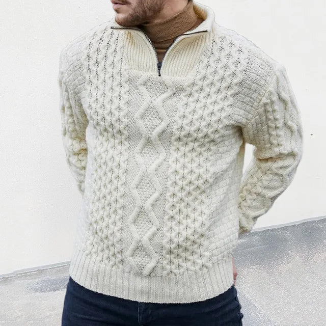 Luksusowy Sweter Dla Mężczyzn - KnitCraft-Biały-M-Trend Polska