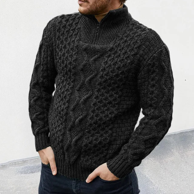 Luksusowy Sweter Dla Mężczyzn - KnitCraft-Czarny-M-Trend Polska