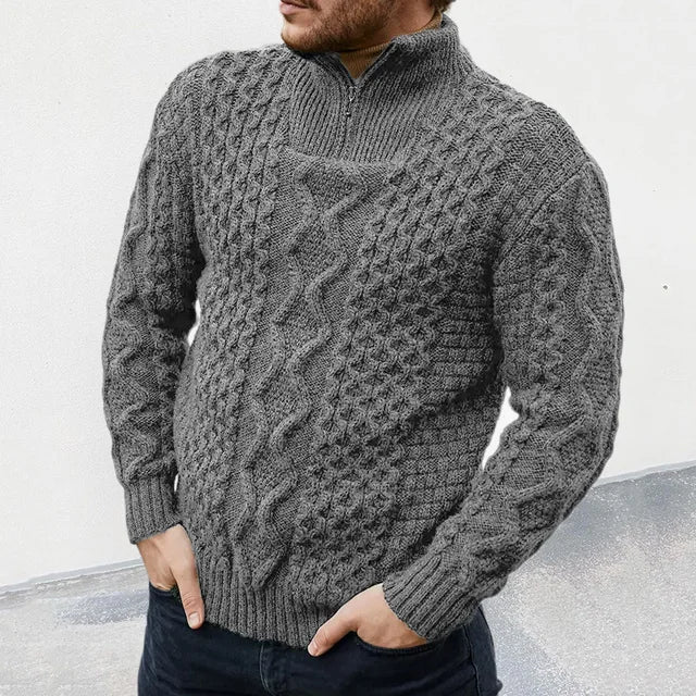 Luksusowy Sweter Dla Mężczyzn - KnitCraft-Szary-M-Trend Polska