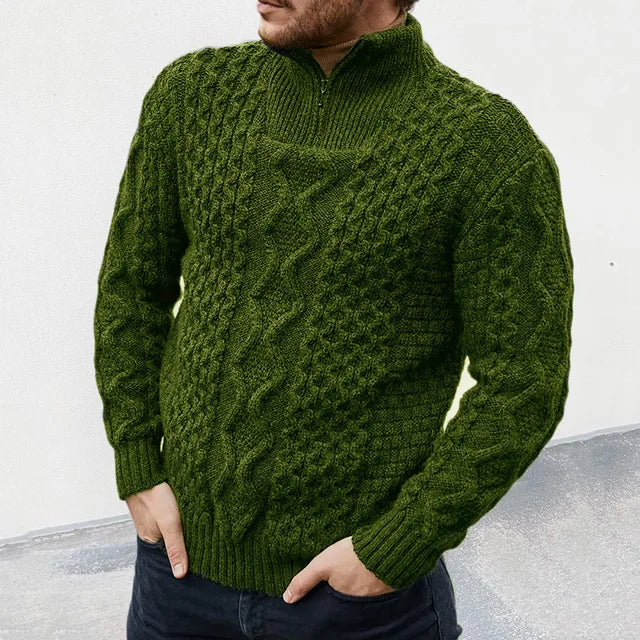 Luksusowy Sweter Dla Mężczyzn - KnitCraft-Zielony-M-Trend Polska