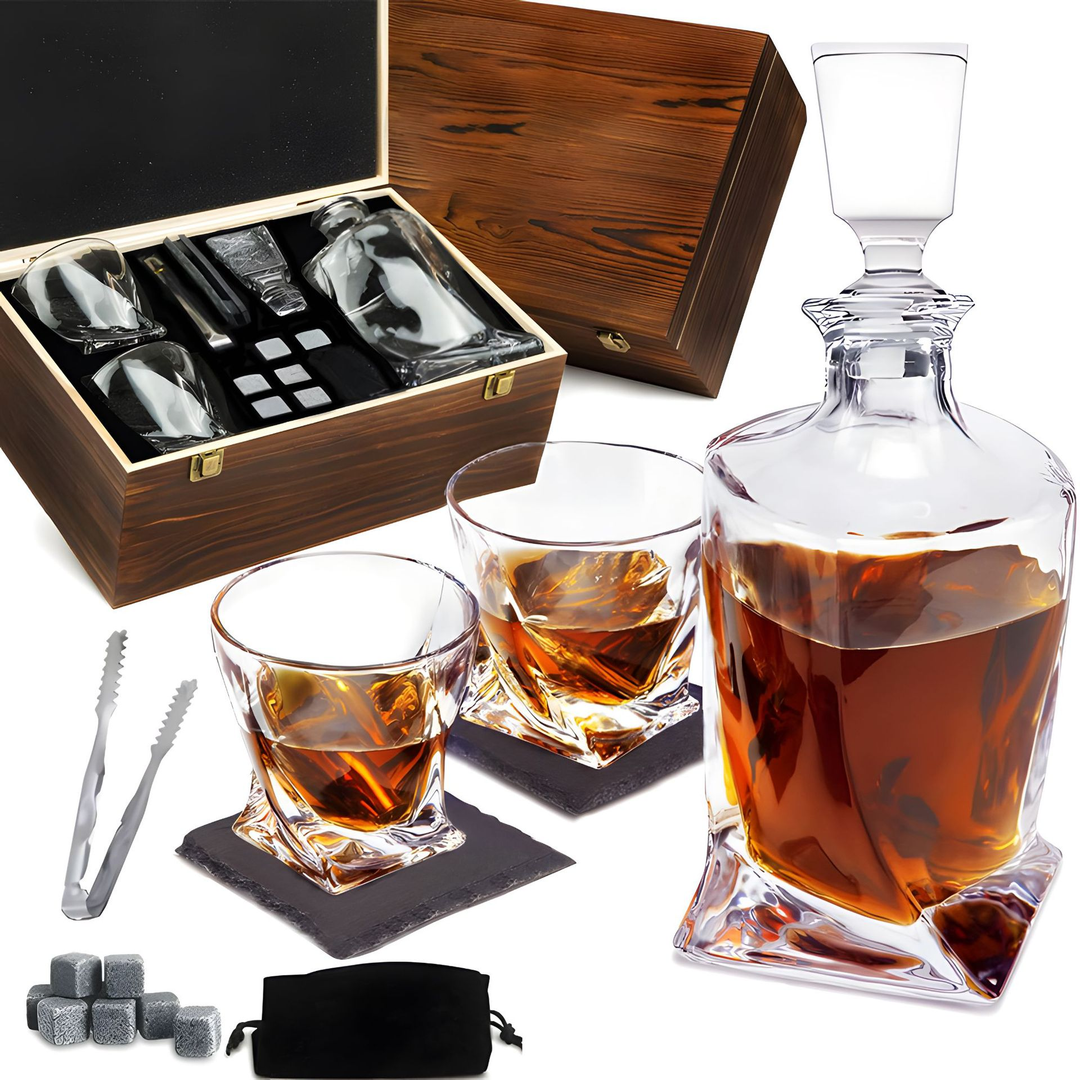 Luksusowy szklany dzbanek do whisky i zestaw szklanek - WhiskeyWave-Trend Polska
