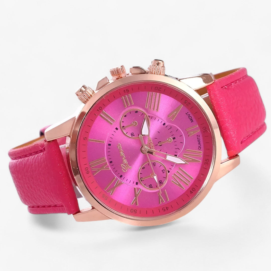 Luksusowy wodoodporny zegarek damski z skórzanym paskiem – Camille-Czarny-Trend Polska