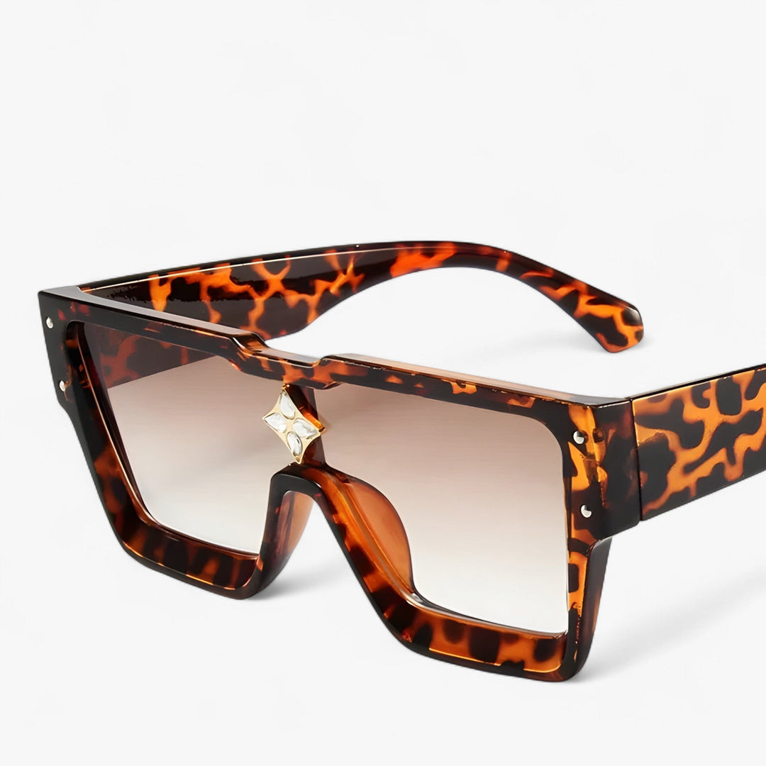 Lustrzane okulary przeciwsłoneczne punkowe – Revik-Leopard Brązowy-Trend Polska