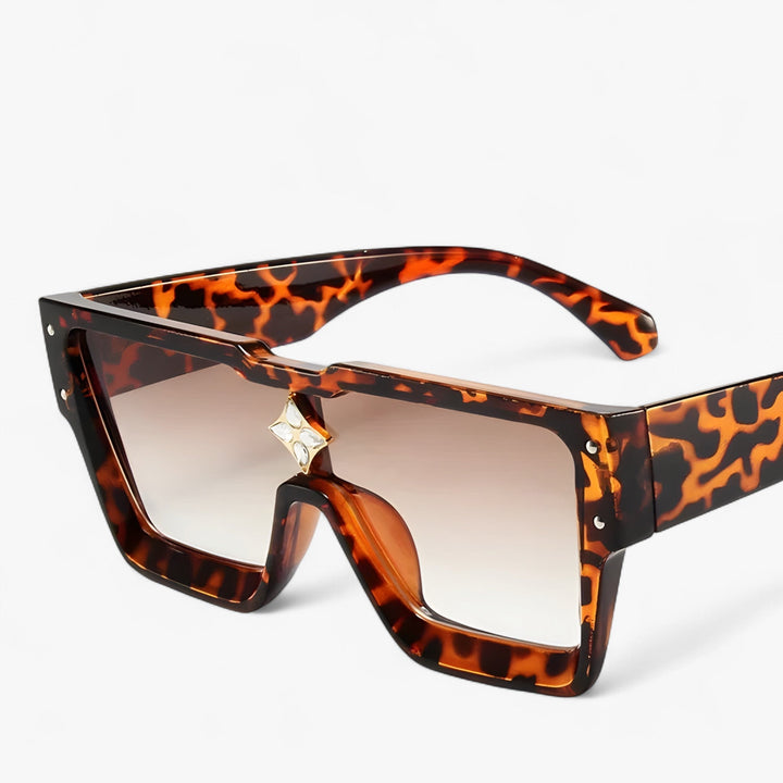 Lustrzane okulary przeciwsłoneczne punkowe – Revik-Leopard Brązowy-Trend Polska
