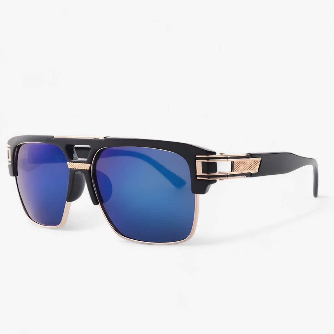 Lustrzane retro okulary przeciwsłoneczne – Calvero-Czarny Ciemnoniebieski-Trend Polska
