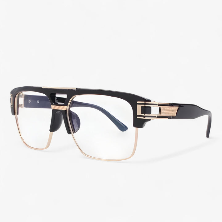 Lustrzane retro okulary przeciwsłoneczne – Calvero-Czarny przezroczysty-Trend Polska