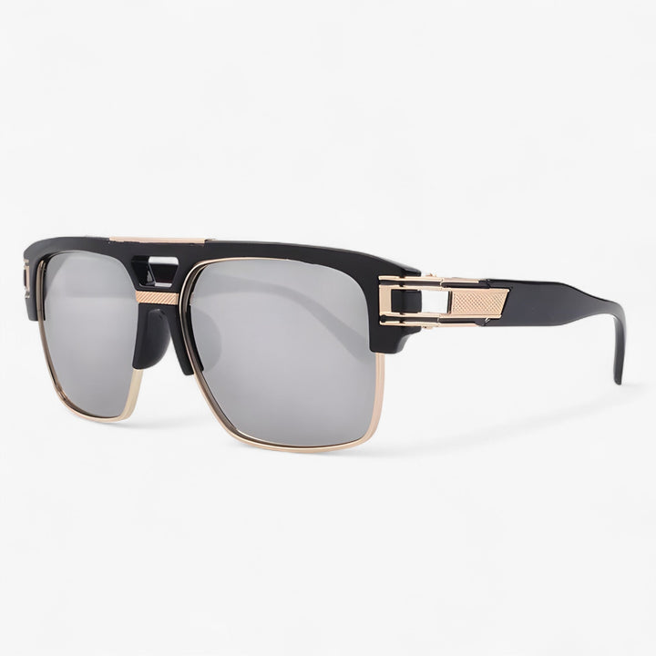 Lustrzane retro okulary przeciwsłoneczne – Calvero-Czarny Srebrny-Trend Polska