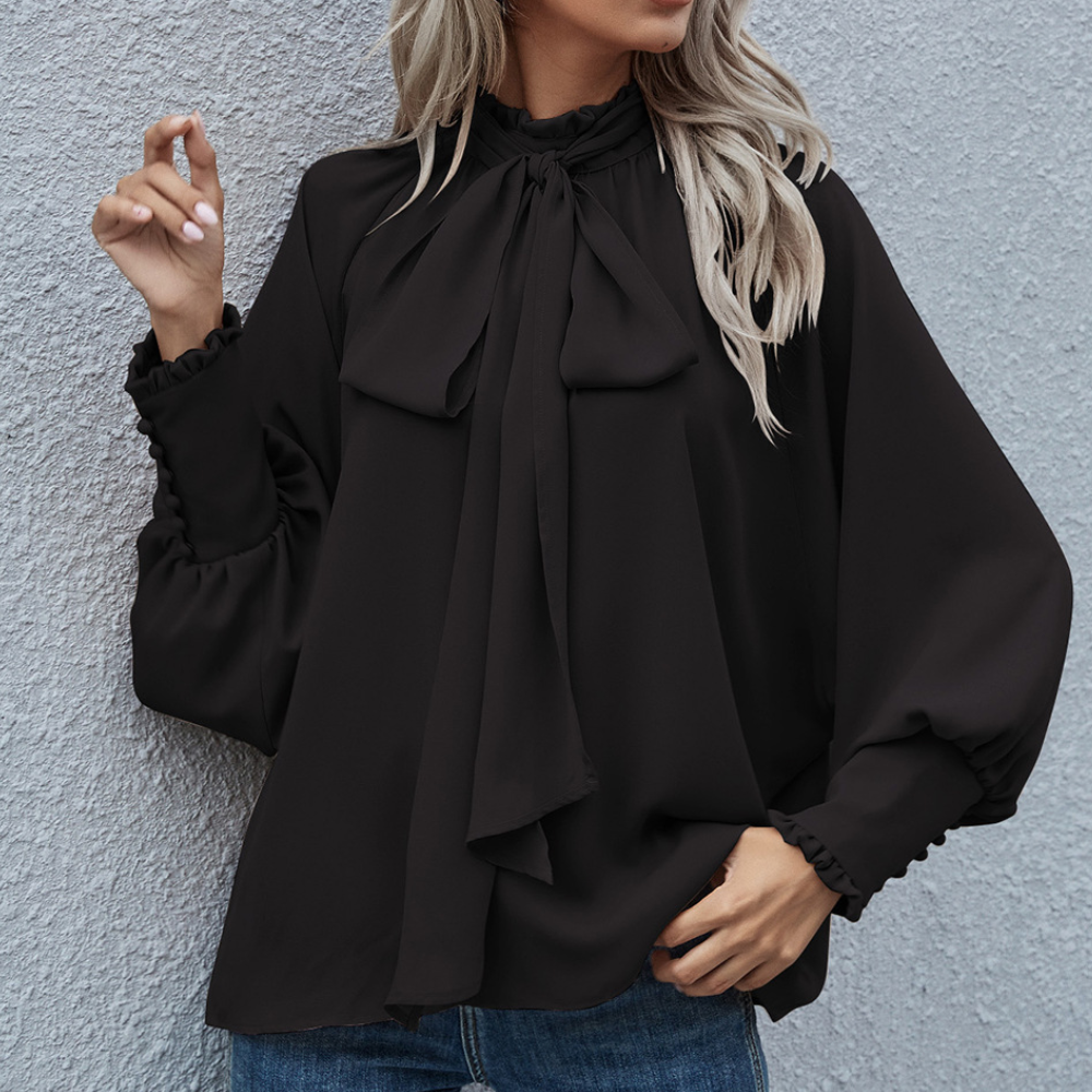 Luźna formalna bluzka damska - Mira-Czarny-XS-Trend Polska