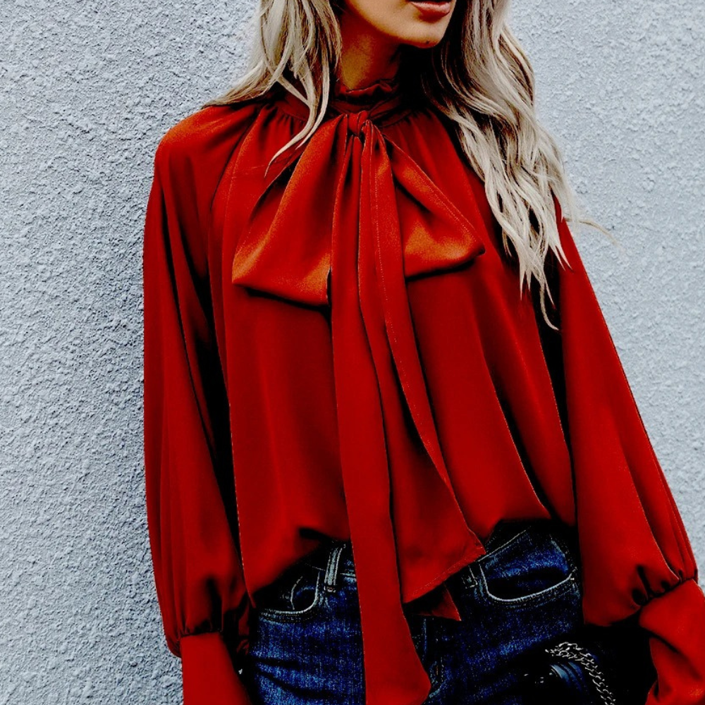 Luźna formalna bluzka damska - Mira-Czerwony-XS-Trend Polska