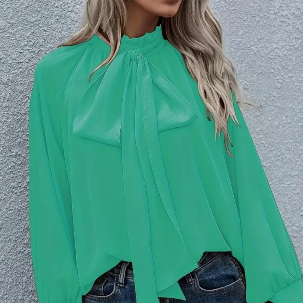 Luźna formalna bluzka damska - Mira-Zielony-XS-Trend Polska